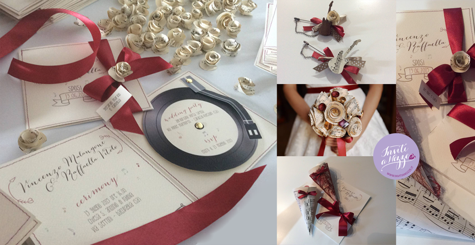 coordinato matrimonio tema musica vintage