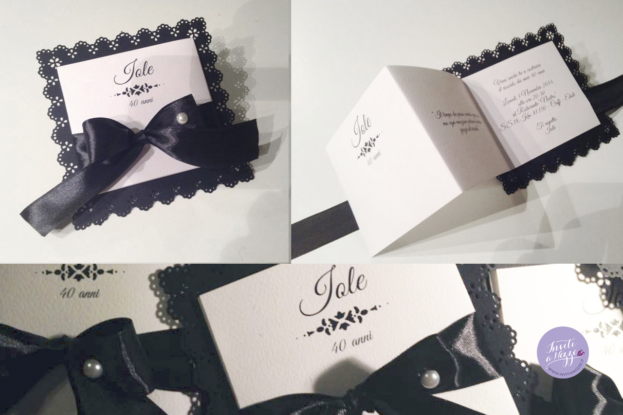 invito compleanno 40 anni bianco e nero