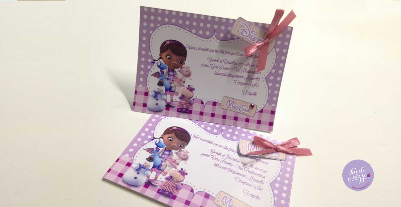 Invito compleanno dottoressa peluche dotty