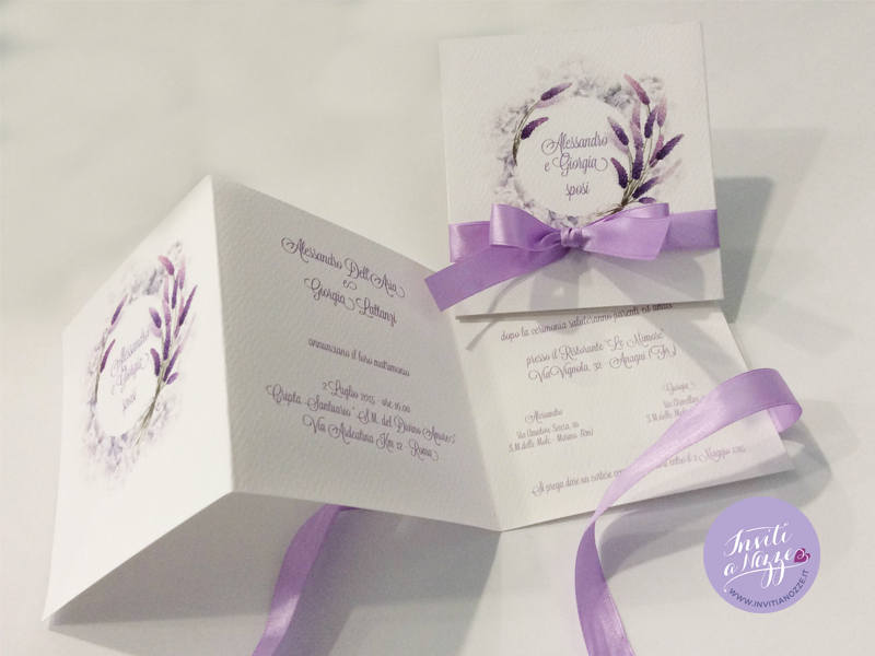 partecipazione matrimonio lavanda e ortensie provenza lilla
