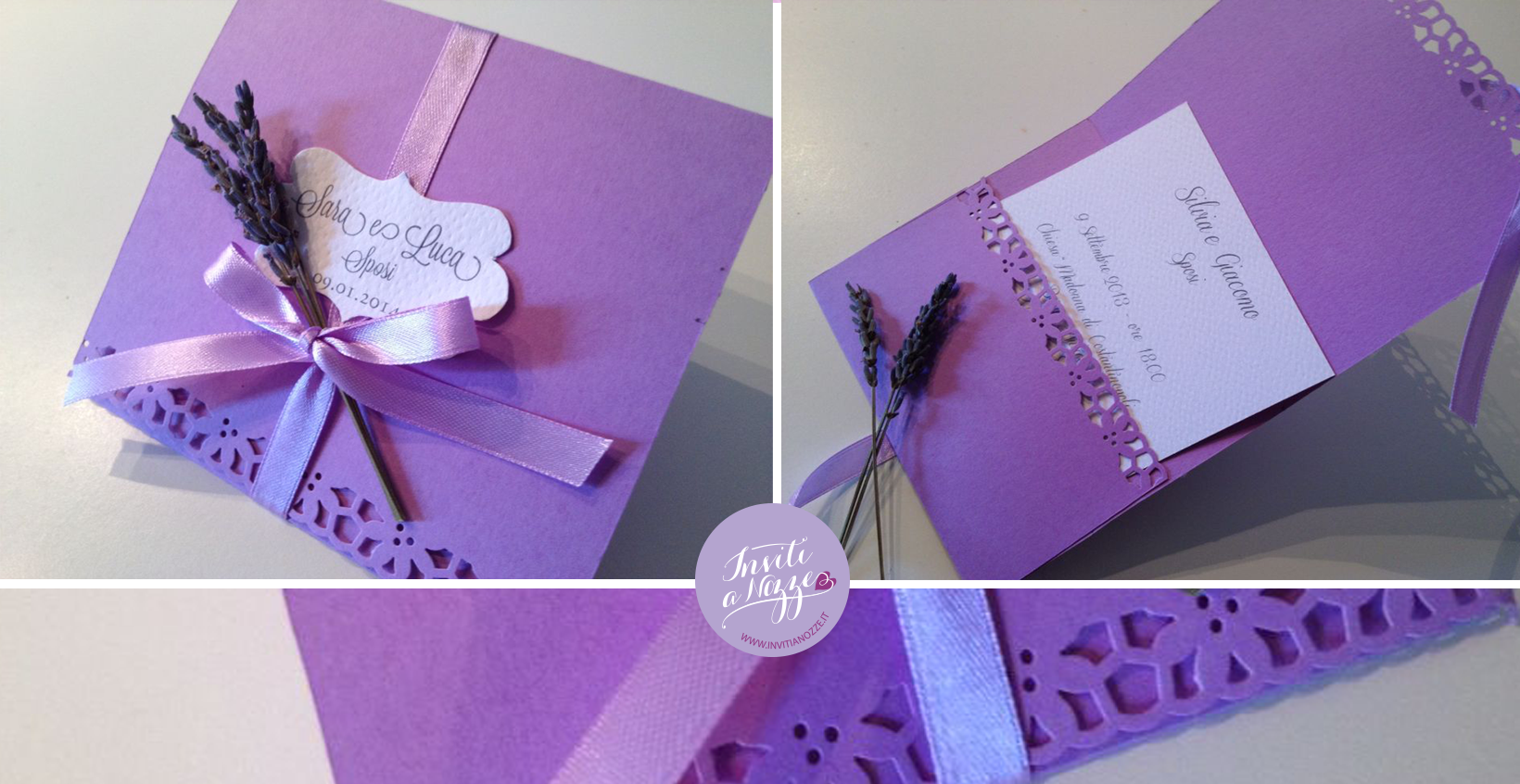 partecipazione matrimonio lilla lavanda