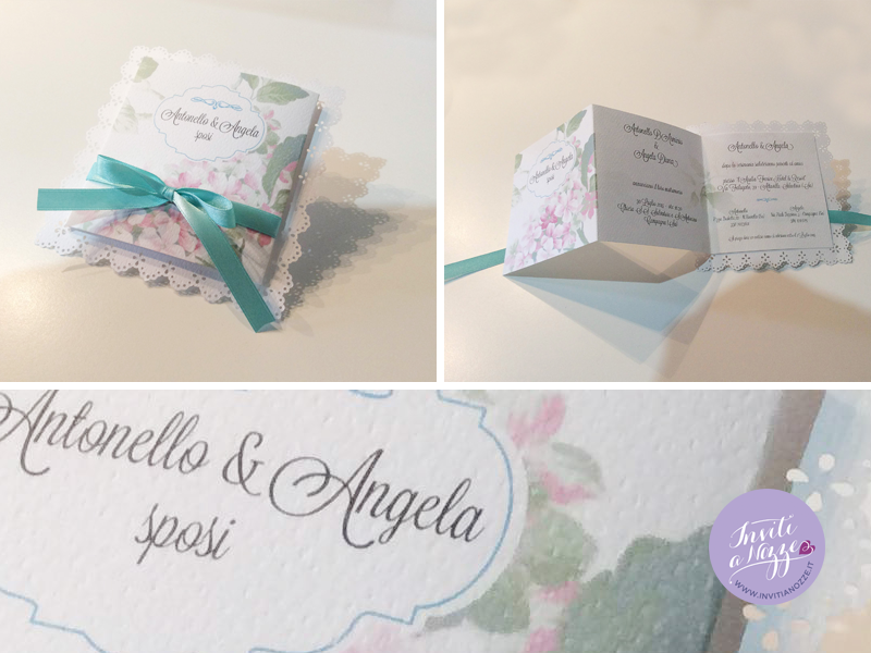 partecipazione matrimonio tiffany e ortensie
