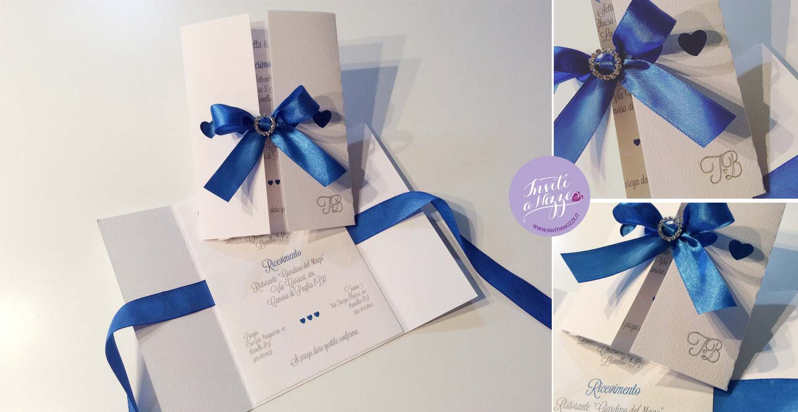 partecipazione matrimonio fibbia strass cuori