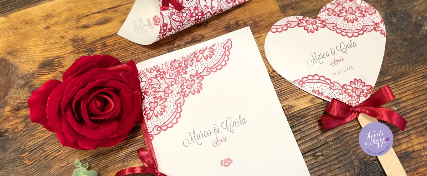Coordinato matrimonio merletto rosso