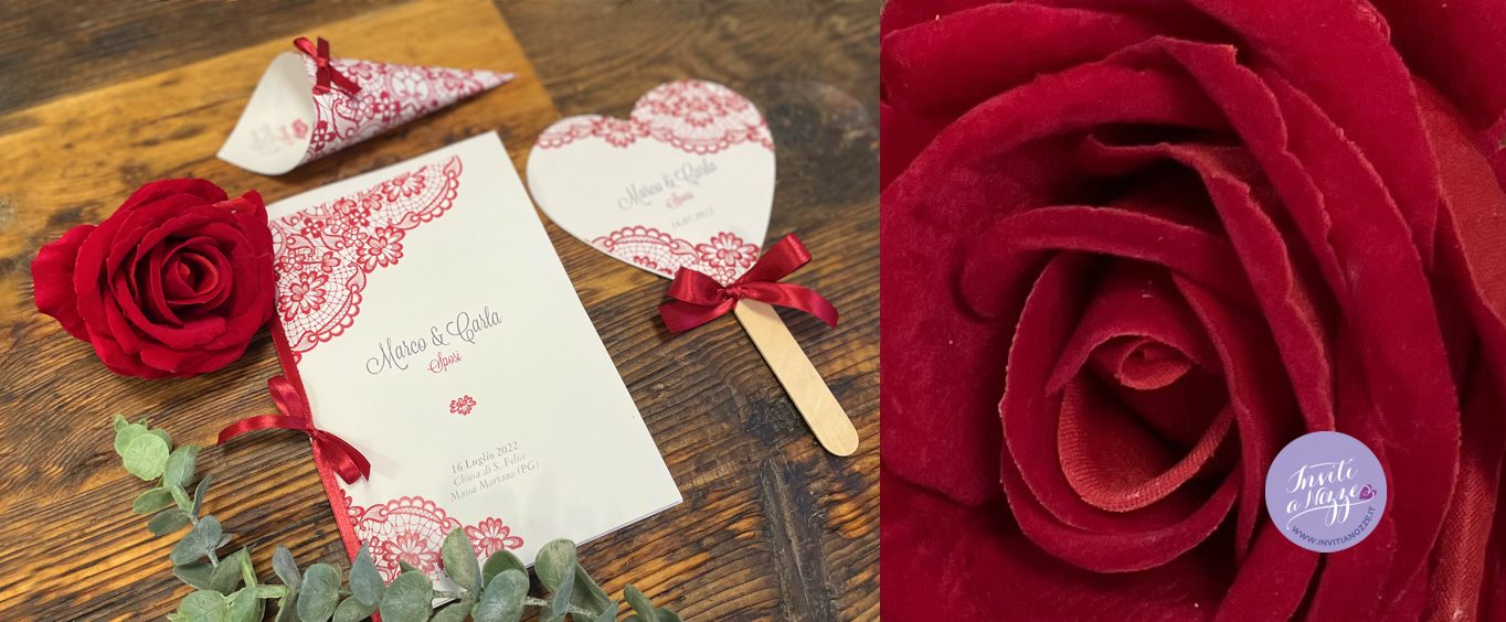 Coordinato matrimonio merletto rosso