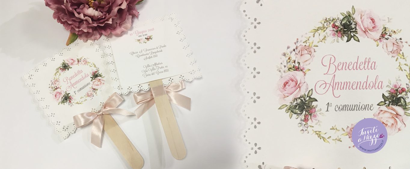 Invito a ventaglio rose pastello