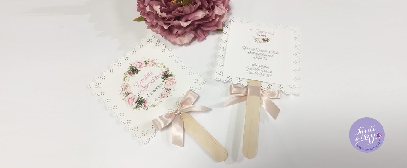 Invito a ventaglio rose pastello