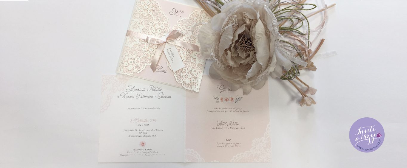 partecipazione matrimonio laser cut cipria