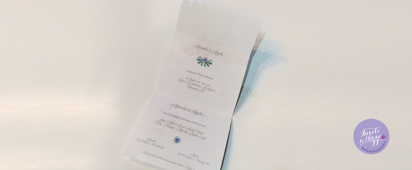 partecipazione matrimonio fiori lilla