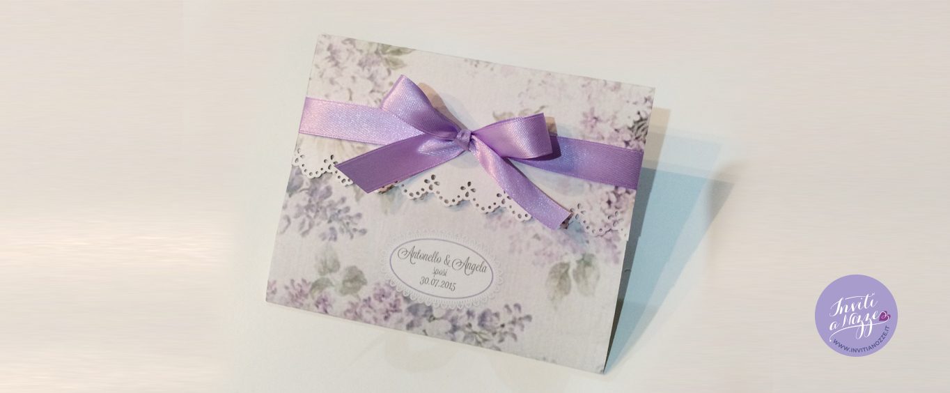 partecipazione matrimonio fiori lilla