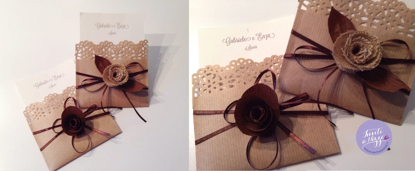 partecipazione matrimonio carta imballaggio e juta