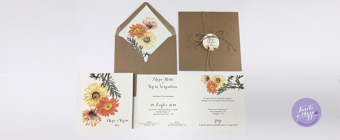 Partecipazione matrimonio gerbere