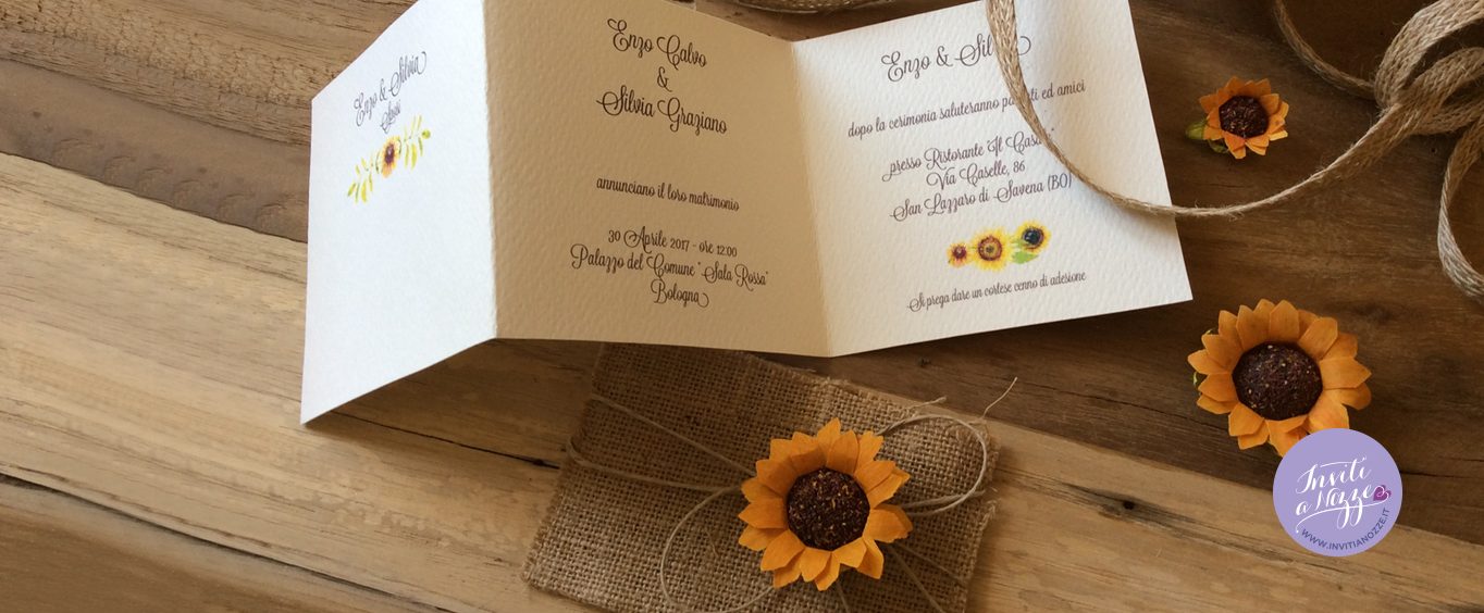 partecipazione nozze girasoli e juta