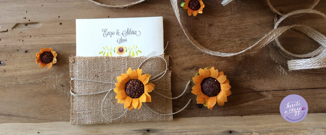 partecipazione nozze girasoli e juta