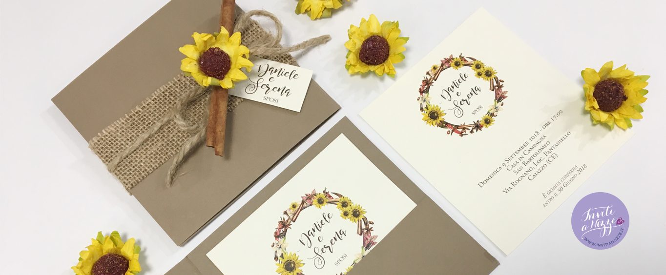 partecipazione  matrimonio spezie e girasole