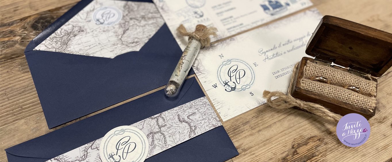 Partecipazione matrimonio tema viaggio vintage