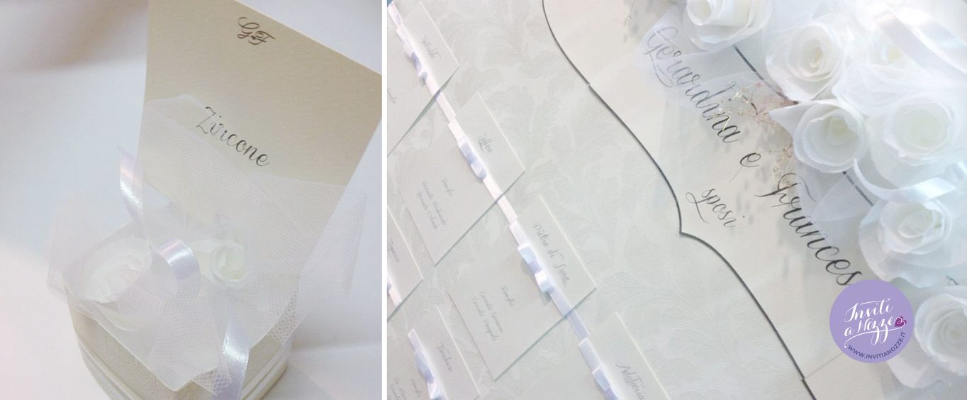 partecipazione matrimonio total white